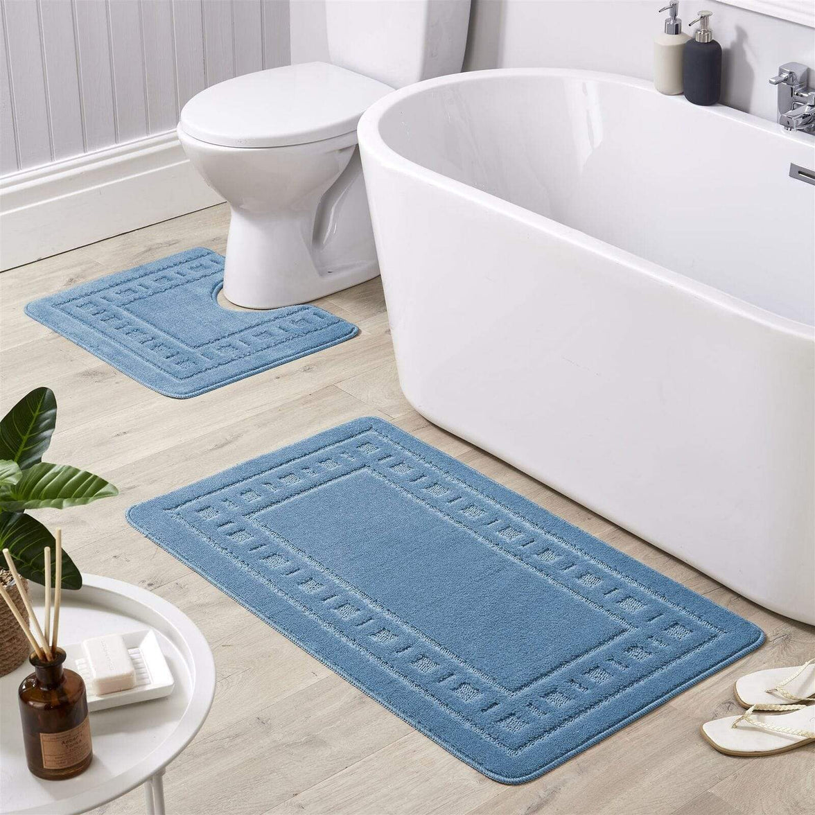 Jumbo Ultra Soft Non-Slip Bath Mat Set with Ultra Absorbent Material for Stylish Bathroom in Multiple Colours by OLIVIA ROCCO BLUE Bath Mat