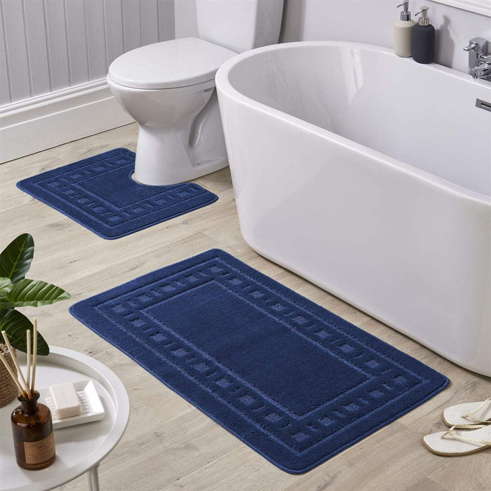 Jumbo Ultra Soft Non-Slip Bath Mat Set with Ultra Absorbent Material for Stylish Bathroom in Multiple Colours by OLIVIA ROCCO NAVY Bath Mat