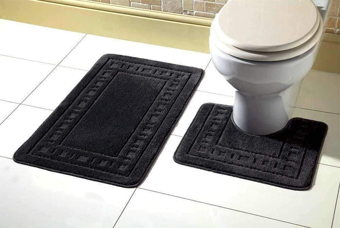 Miami Bath Mat Set Luxurious Ultra-Absorbent Non-Slip Bathroom Rugs with Multiple Color Options Perfect for Home Hotel or Guesthouse by OLIVIA ROCCO BLACK Bath Mat