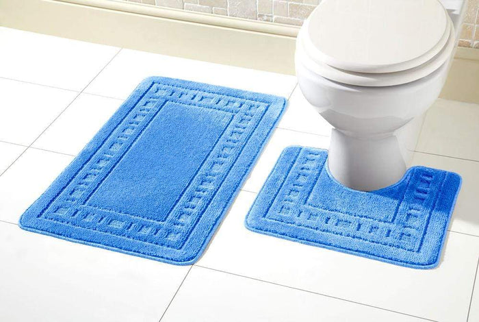 Miami Bath Mat Set Luxurious Ultra-Absorbent Non-Slip Bathroom Rugs with Multiple Color Options Perfect for Home Hotel or Guesthouse by OLIVIA ROCCO BLUE Bath Mat