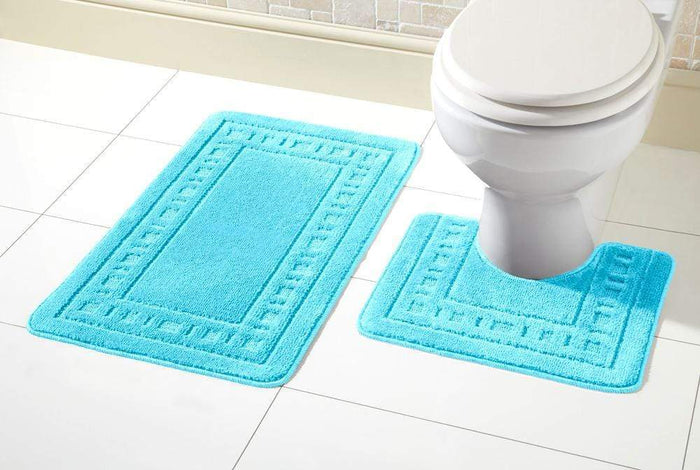 Miami Bath Mat Set Luxurious Ultra-Absorbent Non-Slip Bathroom Rugs with Multiple Color Options Perfect for Home Hotel or Guesthouse by OLIVIA ROCCO AQUA Bath Mat