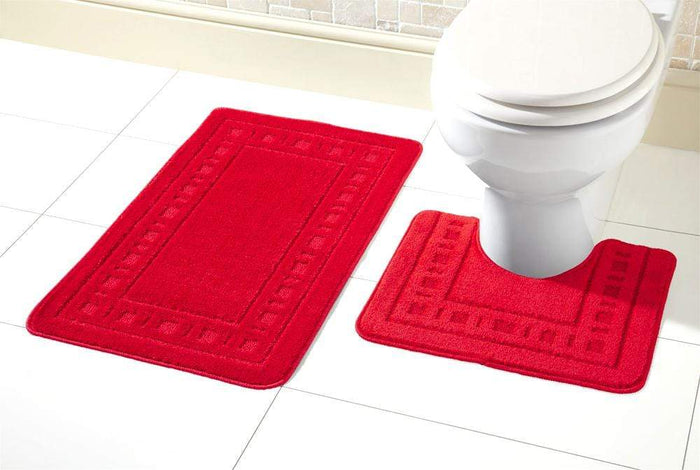Miami Bath Mat Set Luxurious Ultra-Absorbent Non-Slip Bathroom Rugs with Multiple Color Options Perfect for Home Hotel or Guesthouse by OLIVIA ROCCO RED Bath Mat