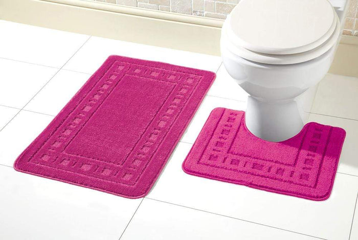 Miami Bath Mat Set Luxurious Ultra-Absorbent Non-Slip Bathroom Rugs with Multiple Color Options Perfect for Home Hotel or Guesthouse by OLIVIA ROCCO HOT PINK Bath Mat