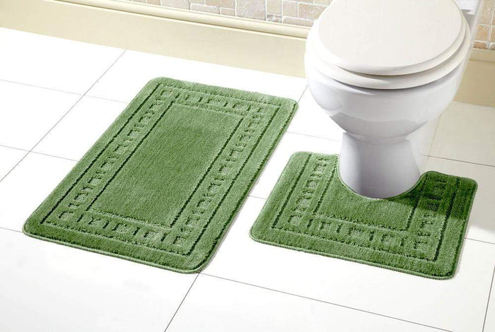 Miami Bath Mat Set Luxurious Ultra-Absorbent Non-Slip Bathroom Rugs with Multiple Color Options Perfect for Home Hotel or Guesthouse by OLIVIA ROCCO FORREST GREEN Bath Mat