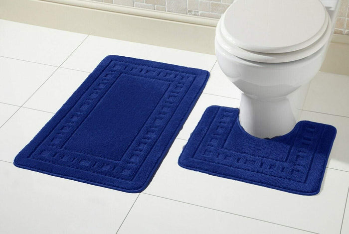 Miami Bath Mat Set Luxurious Ultra-Absorbent Non-Slip Bathroom Rugs with Multiple Color Options Perfect for Home Hotel or Guesthouse by OLIVIA ROCCO NAVY Bath Mat