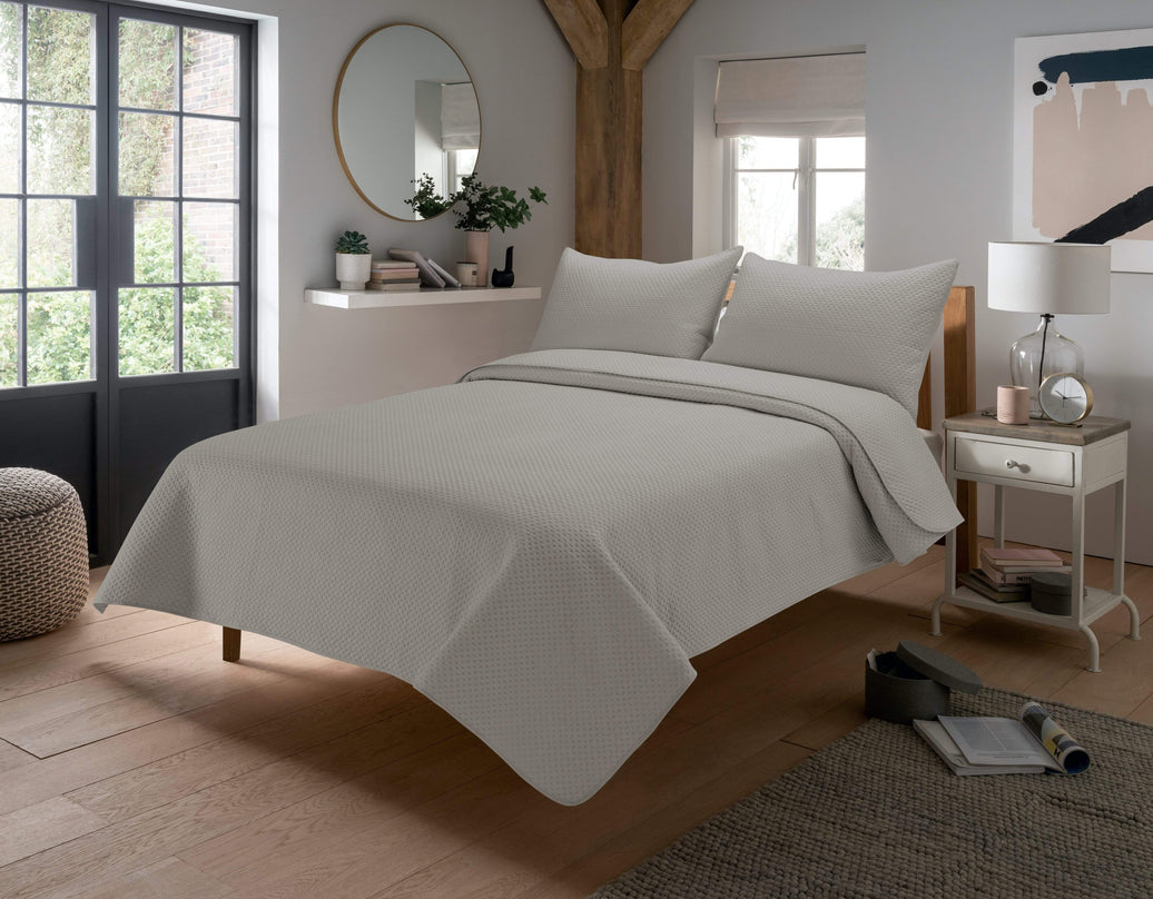 Capri Embossed Luxury Bedspread Set with Quilted Throw & Duvet Elegant Premium Bedding with Matching Pillow Shams Multiple Colours for Home Decor & Gifts by OLIVIA ROCCO SILVER Bedspread