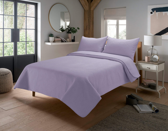 Capri Embossed Luxury Bedspread Set with Quilted Throw & Duvet Elegant Premium Bedding with Matching Pillow Shams Multiple Colours for Home Decor & Gifts by OLIVIA ROCCO LILAC Bedspread