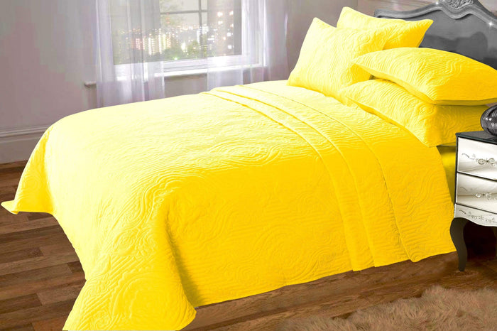 Sorrento Luxurious Embossed Quilted Bedspread Set with Versatile Comfort Ideal for Sofa or Bedding Available in Multiple Colours and Sizes by OLIVIA ROCCO OCHRE Bedspread