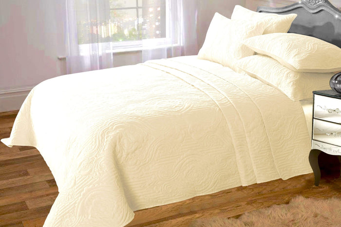 Sorrento Luxurious Embossed Quilted Bedspread Set with Versatile Comfort Ideal for Sofa or Bedding Available in Multiple Colours and Sizes by OLIVIA ROCCO CREAM Bedspread