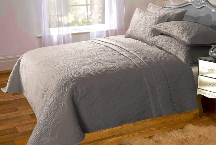 Sorrento Luxurious Embossed Quilted Bedspread Set with Versatile Comfort Ideal for Sofa or Bedding Available in Multiple Colours and Sizes by OLIVIA ROCCO TAUPE Bedspread