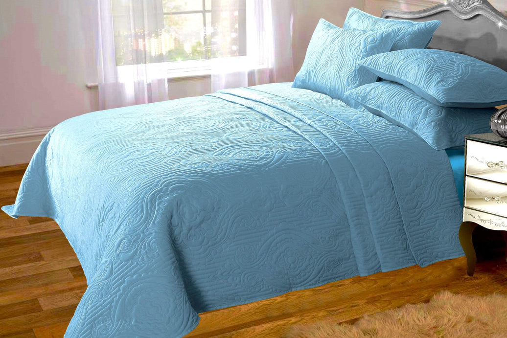 Sorrento Luxurious Embossed Quilted Bedspread Set with Versatile Comfort Ideal for Sofa or Bedding Available in Multiple Colours and Sizes by OLIVIA ROCCO DUCKEGG Bedspread