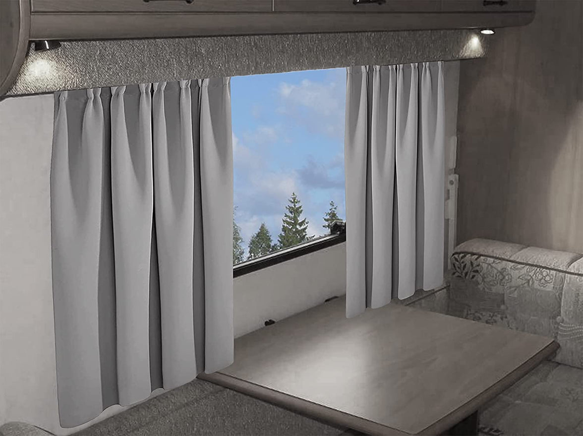Blackout Thermal Curtains for Caravans and Campervans 100% Light Blocking 11 Colour Options Energy Efficient Pencil Pleat Panels by OLIVIA ROCCO 45” x 38” / SILVER Curtain