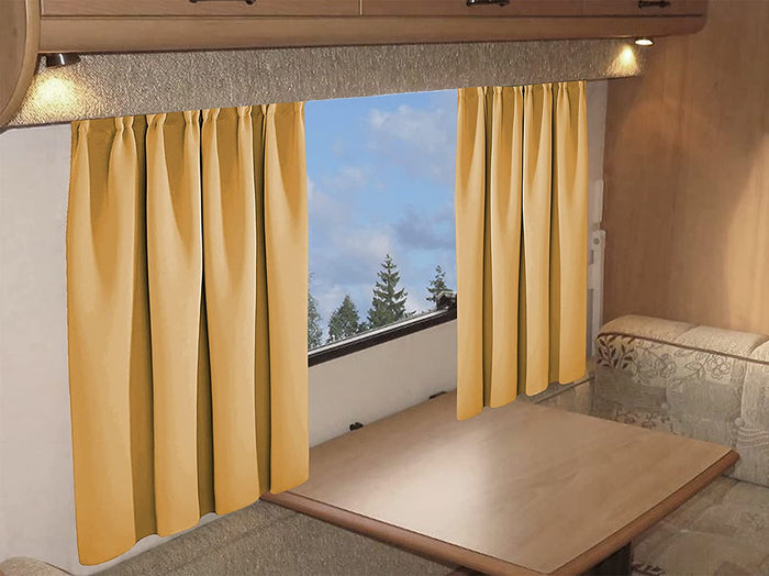 Blackout Thermal Curtains for Caravans and Campervans 100% Light Blocking 11 Colour Options Energy Efficient Pencil Pleat Panels by OLIVIA ROCCO 45” x 38” / OCHRE Curtain