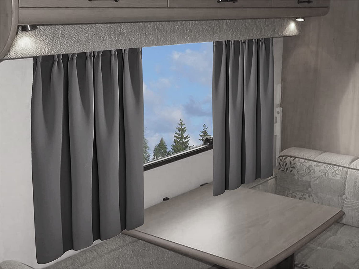 Blackout Thermal Curtains for Caravans and Campervans 100% Light Blocking 11 Colour Options Energy Efficient Pencil Pleat Panels by OLIVIA ROCCO 45” x 38” / CHARCOAL Curtain