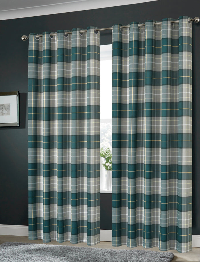 Blackout Thermal Curtains with Check and Marble Design Energy Saving Light Blocking Panels Multiple Sizes and Colours by OLIVIA ROCCO 45” x 54” / CHECK EMERALD GREEN Curtain