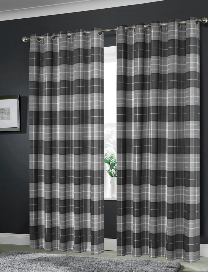 Blackout Thermal Curtains with Check and Marble Design Energy Saving Light Blocking Panels Multiple Sizes and Colours by OLIVIA ROCCO 45” x 54” / CHECK GREY Curtain