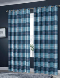 Blackout Thermal Curtains with Check and Marble Design Energy Saving Light Blocking Panels Multiple Sizes and Colours by OLIVIA ROCCO 45” x 54” / CHECK TEAL Curtain