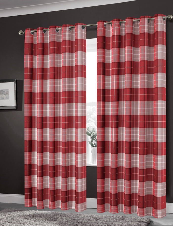 Blackout Thermal Curtains with Check and Marble Design Energy Saving Light Blocking Panels Multiple Sizes and Colours by OLIVIA ROCCO 45” x 54” / CHECK RED Curtain
