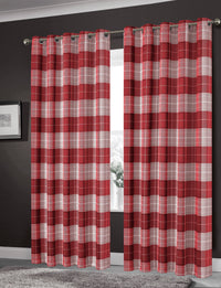 Blackout Thermal Curtains with Check and Marble Design Energy Saving Light Blocking Panels Multiple Sizes and Colours by OLIVIA ROCCO 45” x 54” / CHECK RED Curtain