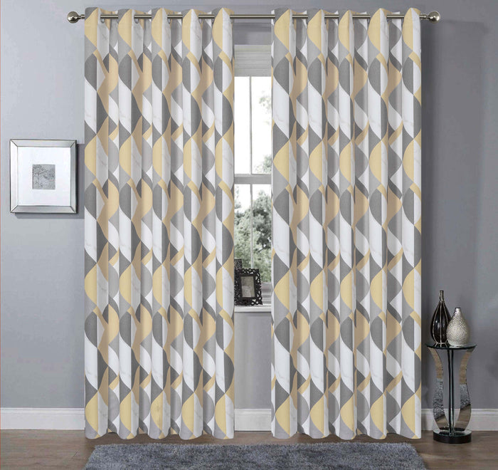 Blackout Thermal Curtains with Check and Marble Design Energy Saving Light Blocking Panels Multiple Sizes and Colours by OLIVIA ROCCO 45” x 54” / MARBLE GREY/OCHRE Curtain