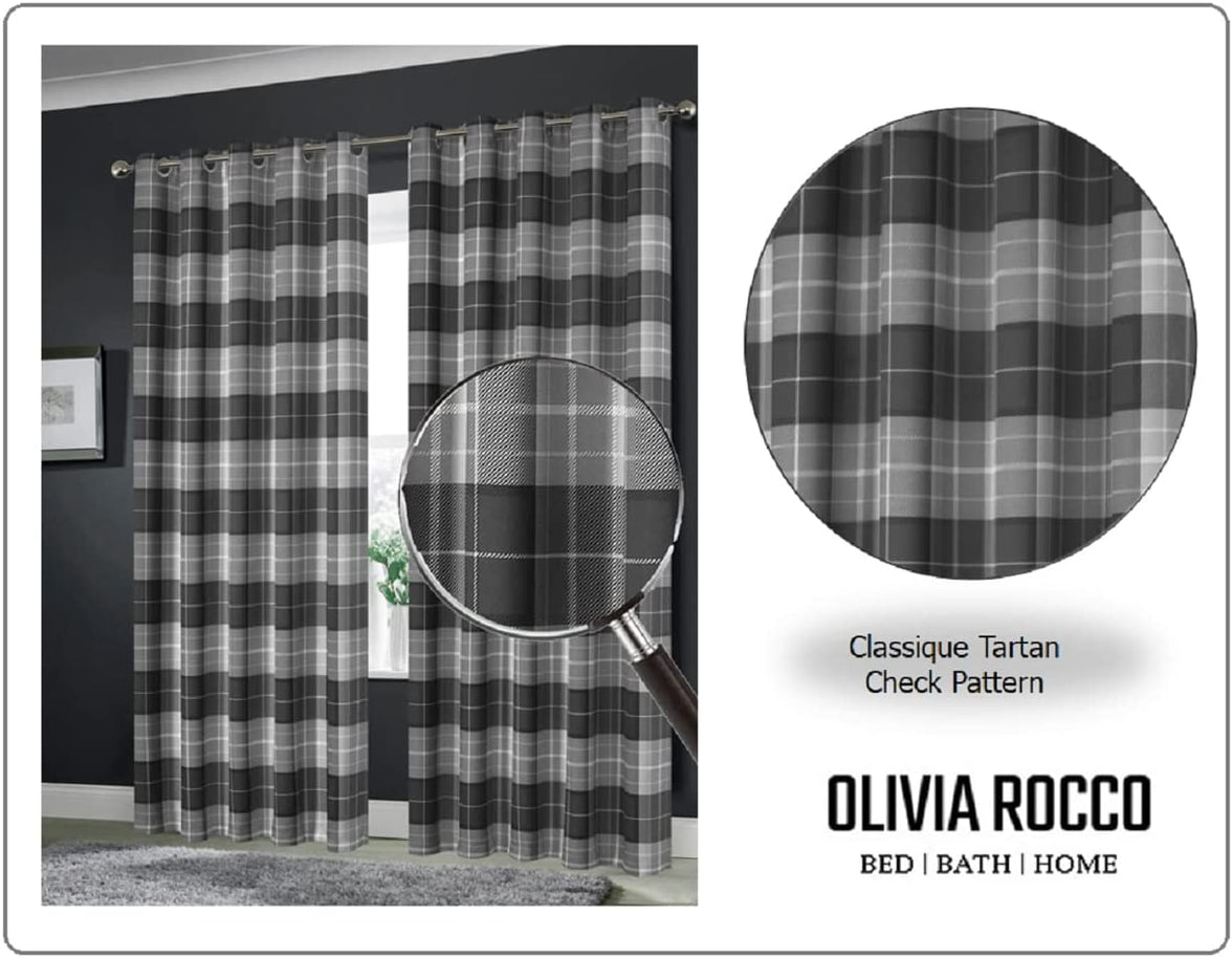 Blackout Thermal Curtains with Check and Marble Design Energy Saving Light Blocking Panels Multiple Sizes and Colours by OLIVIA ROCCO Curtain