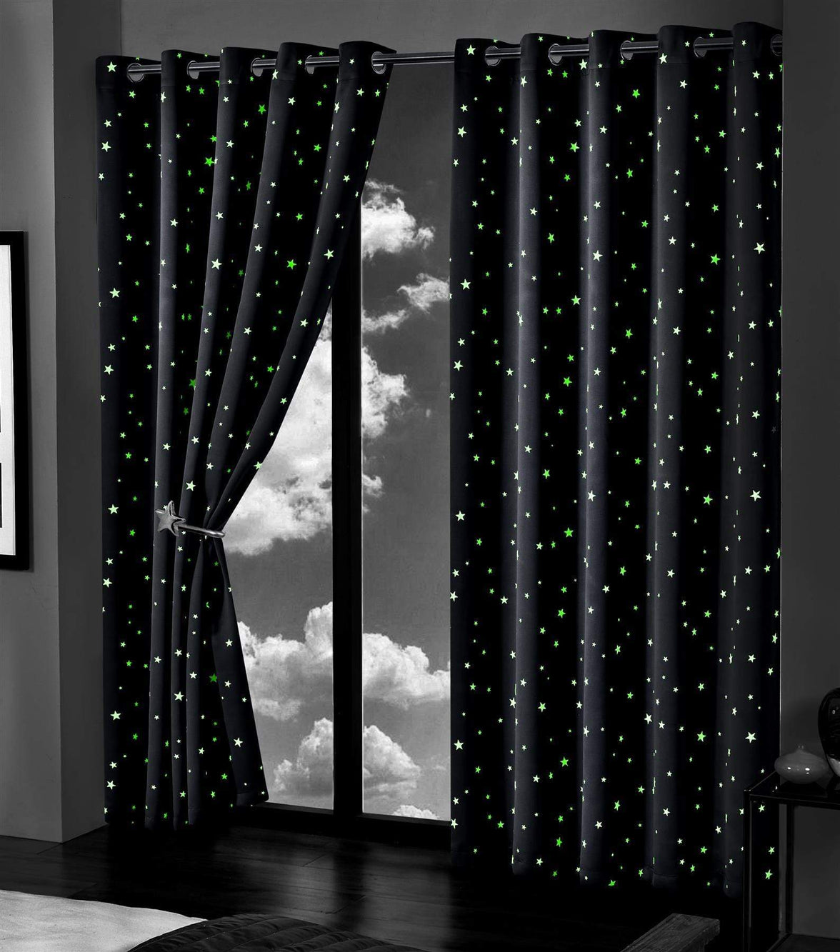 Glow In The Dark Blackout Curtains with Thermal Energy Saving Panels Noise Absorbing Heavy Thick for Bedrooms and Home Theaters by OLIVIA ROCCO Curtain