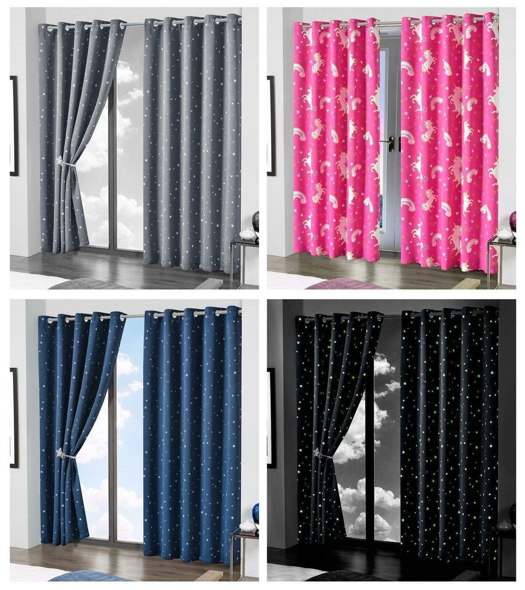 Glow In The Dark Blackout Curtains with Thermal Energy Saving Panels Noise Absorbing Heavy Thick for Bedrooms and Home Theaters by OLIVIA ROCCO Curtain