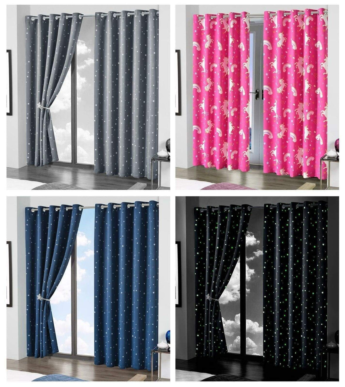 Glow In The Dark Blackout Curtains with Thermal Energy Saving Panels Noise Absorbing Heavy Thick for Bedrooms and Home Theaters by OLIVIA ROCCO Curtain