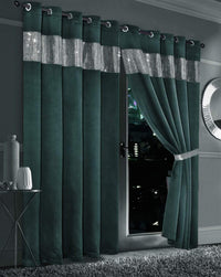 Diamante Blackout Curtains with Glitz Detailing Room Darkening Eyelet Ring Top Thermal Insulation Multiple Colors and Sizes by OLIVIA ROCCO 66” x 54” / EMERALD GREEN Curtain