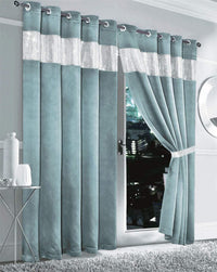Diamante Blackout Curtains with Glitz Detailing Room Darkening Eyelet Ring Top Thermal Insulation Multiple Colors and Sizes by OLIVIA ROCCO 66” x 54” / DUCKEGG Curtain