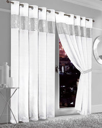 Diamante Blackout Curtains with Glitz Detailing Room Darkening Eyelet Ring Top Thermal Insulation Multiple Colors and Sizes by OLIVIA ROCCO 66” x 54” / WHITE Curtain
