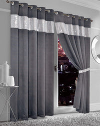 Diamante Blackout Curtains with Glitz Detailing Room Darkening Eyelet Ring Top Thermal Insulation Multiple Colors and Sizes by OLIVIA ROCCO 66” x 54” / CHARCOAL Curtain