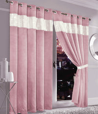 Diamante Blackout Curtains with Glitz Detailing Room Darkening Eyelet Ring Top Thermal Insulation Multiple Colors and Sizes by OLIVIA ROCCO 66” x 54” / DUSKY PINK Curtain
