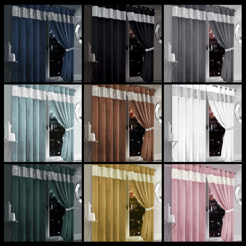 Diamante Blackout Curtains with Glitz Detailing Room Darkening Eyelet Ring Top Thermal Insulation Multiple Colors and Sizes by OLIVIA ROCCO Curtain