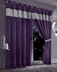 Diamante Blackout Curtains with Glitz Detailing Room Darkening Eyelet Ring Top Thermal Insulation Multiple Colors and Sizes by OLIVIA ROCCO 66” x 54” / PURPLE Curtain