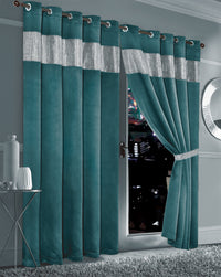 Diamante Blackout Curtains with Glitz Detailing Room Darkening Eyelet Ring Top Thermal Insulation Multiple Colors and Sizes by OLIVIA ROCCO 66” x 54” / TEAL Curtain