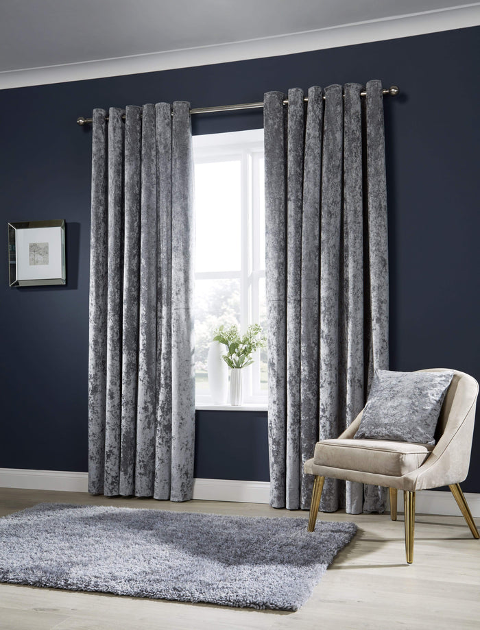 Crushed Velvet Curtains with Eyelet Ring Top Multiple Sizes & Colors Premium OEKO-TEX Certified Elegant Fabric for Bedrooms & Living Rooms by OLIVIA ROCCO 66” x 54” / SILVER Curtain