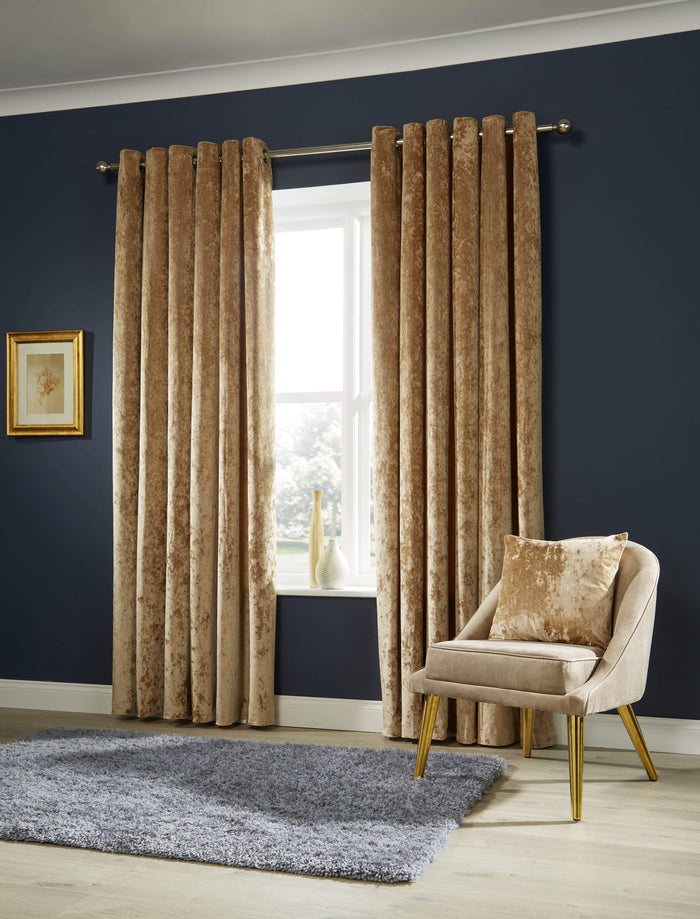 Crushed Velvet Curtains with Eyelet Ring Top Multiple Sizes & Colors Premium OEKO-TEX Certified Elegant Fabric for Bedrooms & Living Rooms by OLIVIA ROCCO 66” x 54” / CHAMPAGNE Curtain