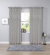 Savoy Hand Woven Jacquard Curtains Luxurious Cotton Blend Eyelet Ring Top OEKO-TEX Certified Bedroom Living Room Panels Multiple Colours by OLIVIA ROCCO 66” x 72” / GREY Curtain