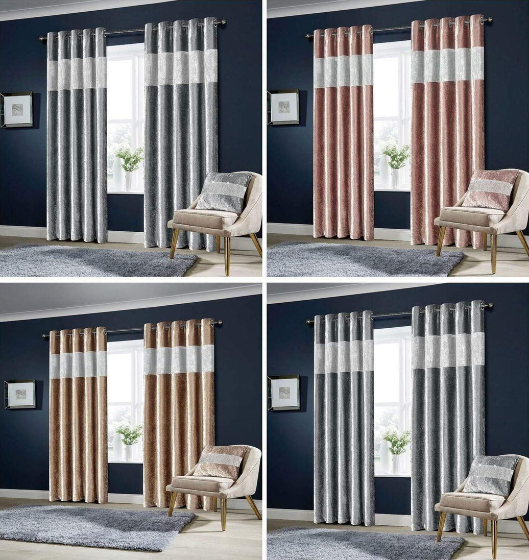 Diamante Crushed Velvet Blackout Curtains Elegant Fully Lined Eyelet Ring Top Various Sizes & Colours by OLIVIA ROCCO Curtain