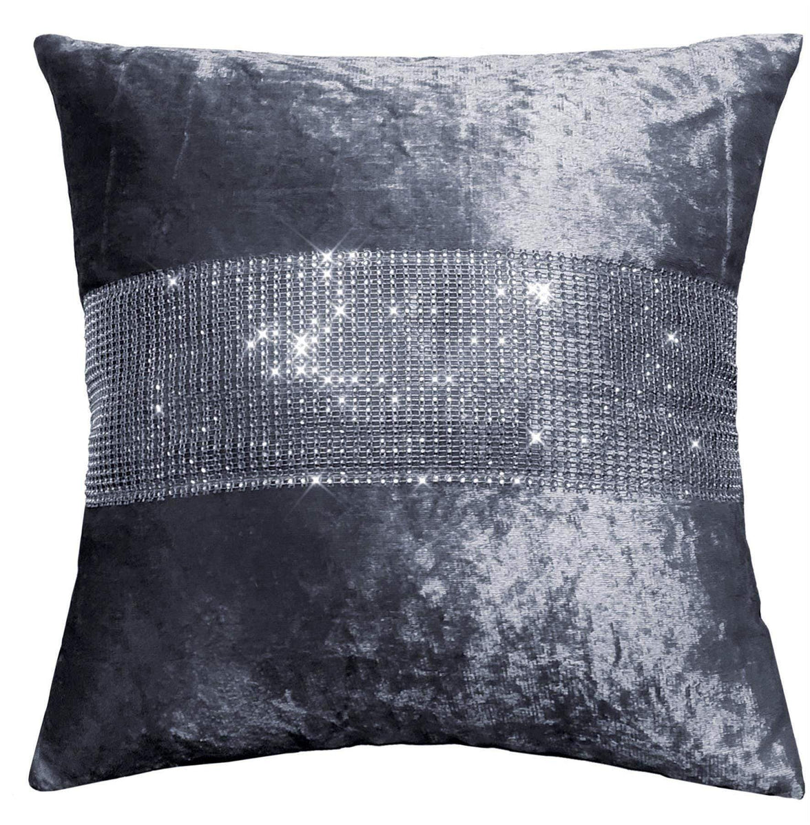Diamante Crushed Velvet Blackout Curtains Elegant Fully Lined Eyelet Ring Top Various Sizes & Colours by OLIVIA ROCCO CUSHION COVER / SILVER Curtain