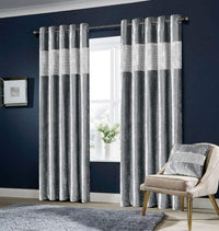Diamante Crushed Velvet Blackout Curtains Elegant Fully Lined Eyelet Ring Top Various Sizes & Colours by OLIVIA ROCCO 66” x 54” / SILVER Curtain