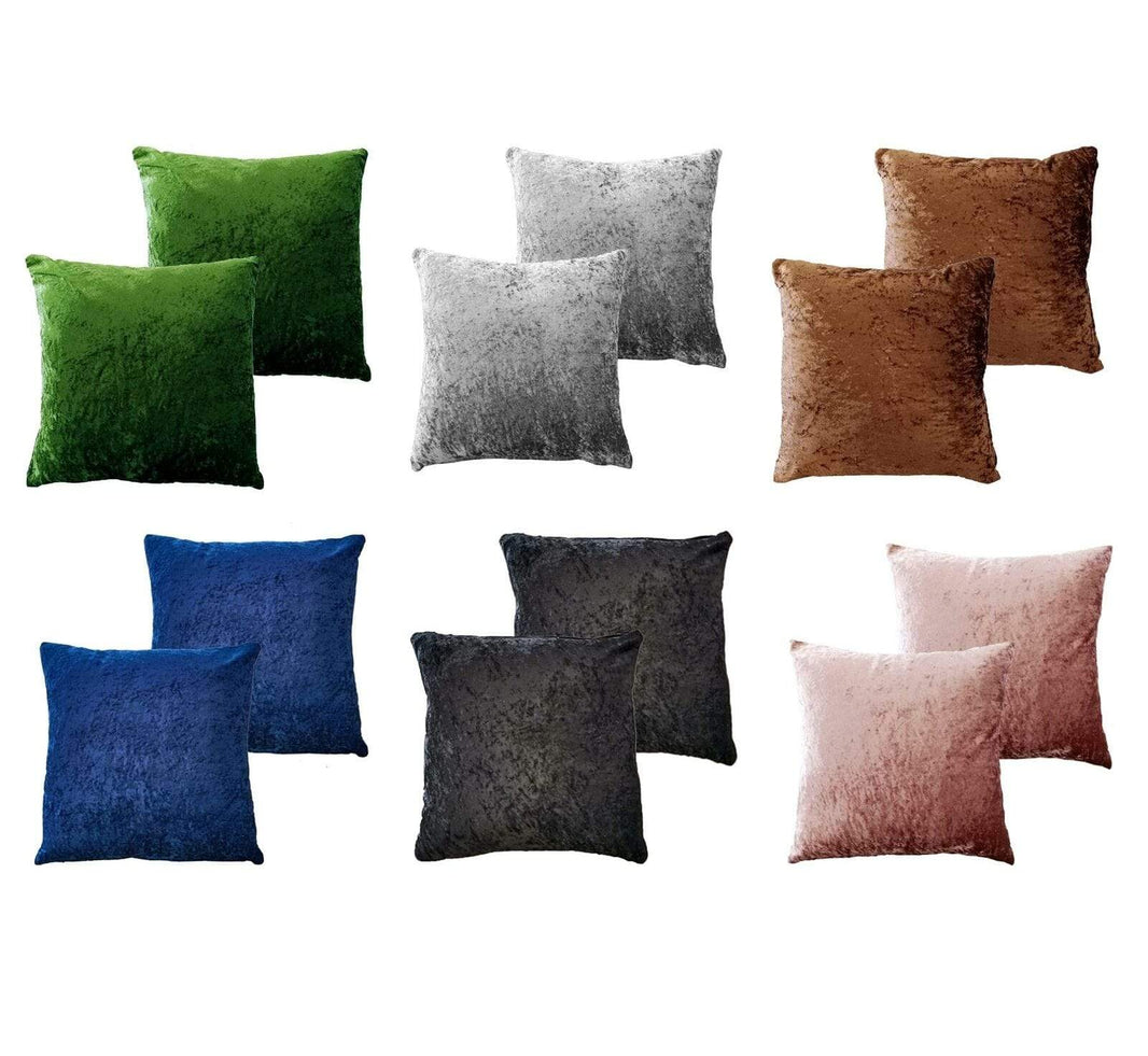 Pack of 2 Crushed Velvet Cushion Covers 17x17 Inches Luxurious Decorative Pillow Cases for Indoor Outdoor Home Décor by OLIVIA ROCCO Cushions