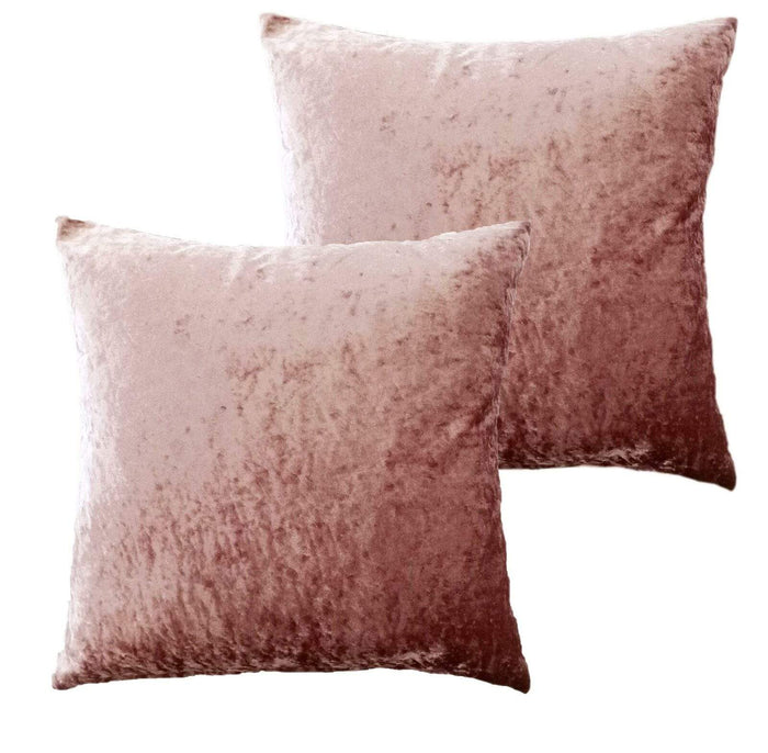 Pack of 2 Crushed Velvet Cushion Covers 17x17 Inches Luxurious Decorative Pillow Cases for Indoor Outdoor Home Décor by OLIVIA ROCCO BLUSH PINK Cushions