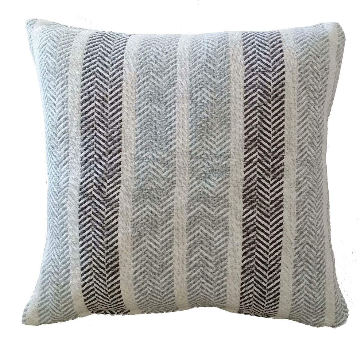 Zara Striped Indian Cotton Cushion Covers for Indoor Outdoor Decor Super Soft with Discreet Zipper in Grey Ochre Teal Blush Pink Various Sizes by OLIVIA ROCCO GREY / 43 x 43 cm Cushions