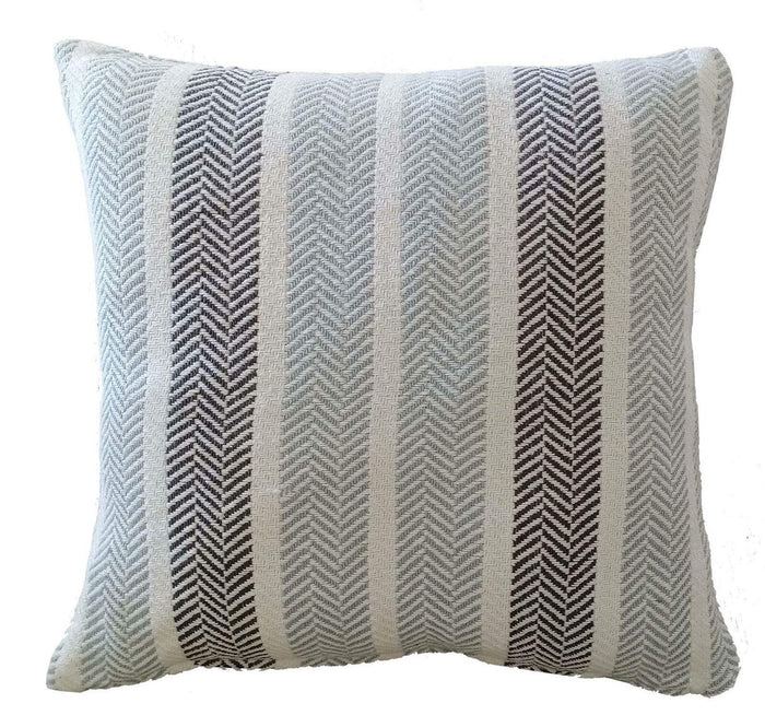 Zara Striped Indian Cotton Cushion Covers for Indoor Outdoor Decor Super Soft with Discreet Zipper in Grey Ochre Teal Blush Pink Various Sizes by OLIVIA ROCCO GREY / 43 x 43 cm Cushions