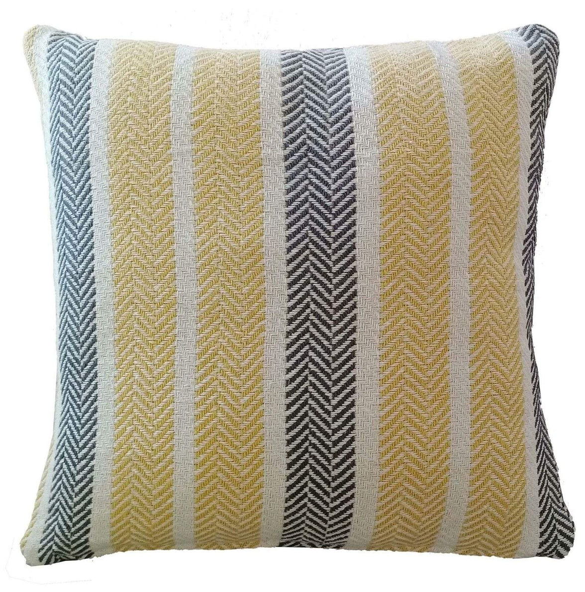 Zara Striped Indian Cotton Cushion Covers for Indoor Outdoor Decor Super Soft with Discreet Zipper in Grey Ochre Teal Blush Pink Various Sizes by OLIVIA ROCCO OCHRE / 43 x 43 cm Cushions