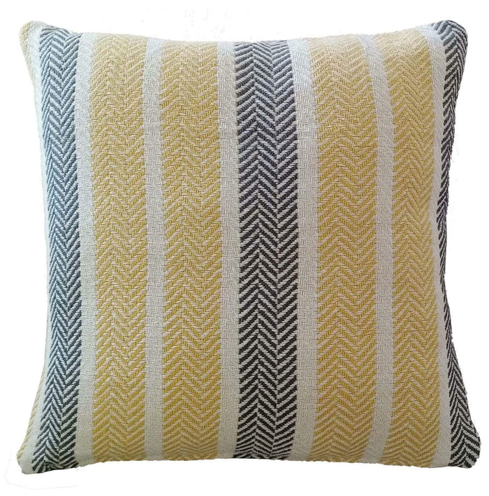 Zara Striped Indian Cotton Cushion Covers for Indoor Outdoor Decor Super Soft with Discreet Zipper in Grey Ochre Teal Blush Pink Various Sizes by OLIVIA ROCCO OCHRE / 43 x 43 cm Cushions