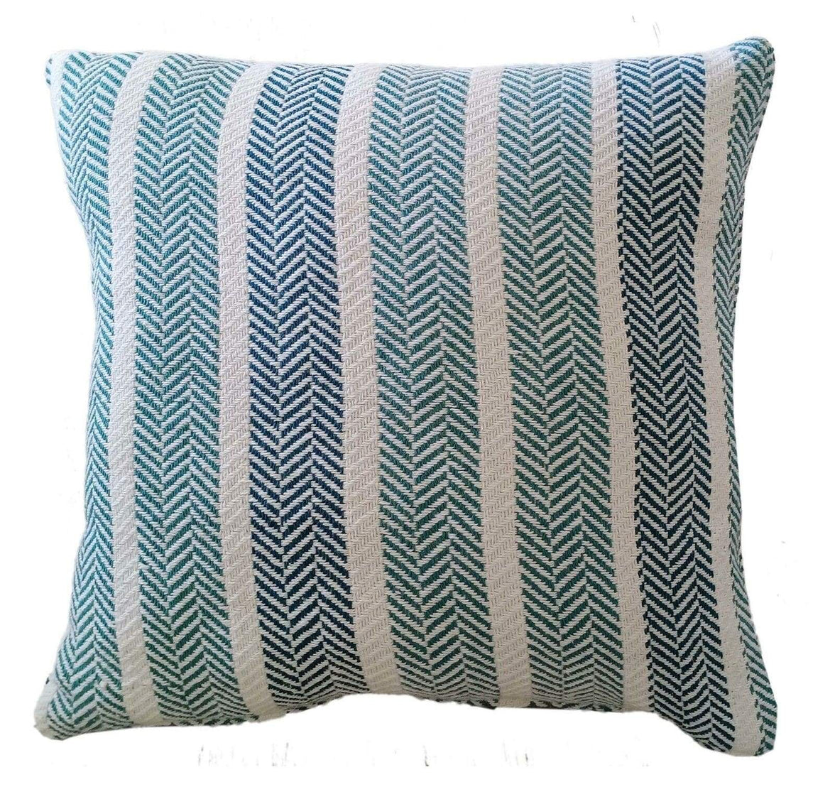 Zara Striped Indian Cotton Cushion Covers for Indoor Outdoor Decor Super Soft with Discreet Zipper in Grey Ochre Teal Blush Pink Various Sizes by OLIVIA ROCCO TEAL / 43 x 43 cm Cushions