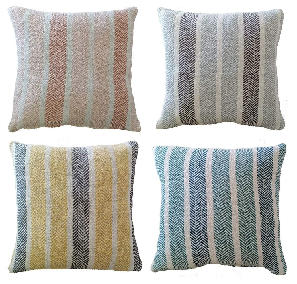 Zara Striped Indian Cotton Cushion Covers for Indoor Outdoor Decor Super Soft with Discreet Zipper in Grey Ochre Teal Blush Pink Various Sizes by OLIVIA ROCCO Cushions